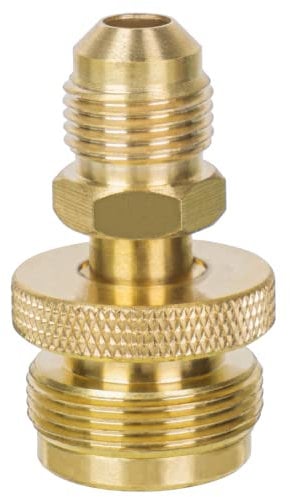 GASPRO 0,5 kg Propangas-Adapter-Fassung, 2,5 cm - 20 männlicher Wegwerfzylinder auf 3/8 Zoll männlich, perfekt für Buddy Heizung, tragbarer Grill, Campingkocher, massives Messing