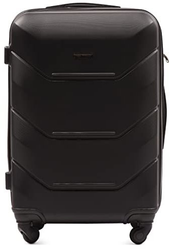 Wings Peacock Geräumiger Kabinentrolley - Leichter Flugzeugkoffer - Luxuriöser und moderner Koffer mit zweistufigen Teleskopgriff und Kombinationsschloss (Schwarz, M (65x43x26))