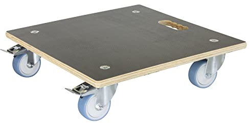 Wagner Pflanzenroller Maxigrip 48 x 48 x 13 cm I Kübelroller f. Außenbereich + Innenbereich I Transportroller aus FSC®-Schichtholz I 2 Total-Feststeller I Tragkraft 300 kg I Made in DE - 20134701