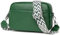 Crossbody Bag Damen, Echtes Leder Umhängetasche Damen Klein Mode Crossbody Bag Breiter Gurt, Damen Schultertaschen Handytasche zum Umhängen für Arbeiten Einkaufen Dating Reisen, Grün