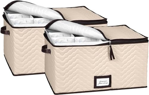 Hold N Storage Lot de 2 boîtes de rangement pour verres à vin avec séparateurs – Chacun peut contenir 12 verres à vin de taille standard jusqu'à 25,4 cm de hauteur – Étui de rangement pour verres à