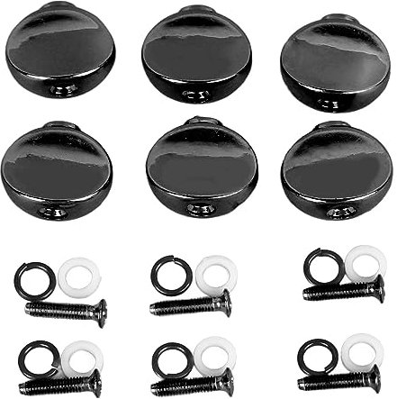 6 Stück Gitarren-Stimmwirbel-Knöpfe, Metall-Mechanik-Knöpfe, Ersatz für Akustische E-Gitarre (Schwarz)