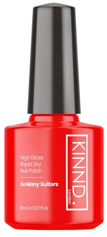 Quick Dry Nail Polish | So Many Suitors, 8ml | Red Rapid Drying Nail Varnish | No UV/LED Required | 12 Free, Cruelty Free, Vegan, Made in UK