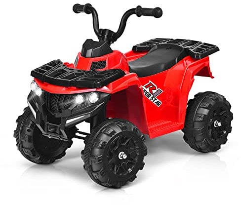 COSTWAY 6V Kids Electric Ride on Car, Battery Powered Quad Bike ATV with Headlights, MP3, USB, Volume Control, 4 Wheels Vehicle Toy for Boys Girls (Red)