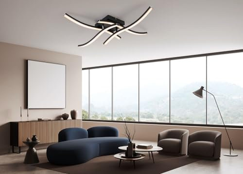 IMPTS Wohnzimmerlampe LED Deckenleuchte Deckenlampe Decken Lampe mit 4 Wellenförmig LED, 21W 980Lumen Modern Deckenbeleuchtung Neutralweiß 3000K für Wohnzimmer, Küche, Schlafzimmer, Flur, Balkon