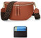 RQJZ umhängetasche Damen Bauchtasche Damen Leder Crossbody Bag Damen stylisch gürteltasche Damen hüfttasche Damen mit 5cm breiter Gurt Kupferbraun