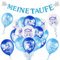 HOWAF Taufe Deko Junge, Taufe Luftballons Taufe Ballon Luftballon Taufe Dekoration, Meine Taufe Girlande Dekoration Papier Taufe Banner Fische Deko, Taufgeschenk, Deko zur Taufe Taufdeko, Blau
