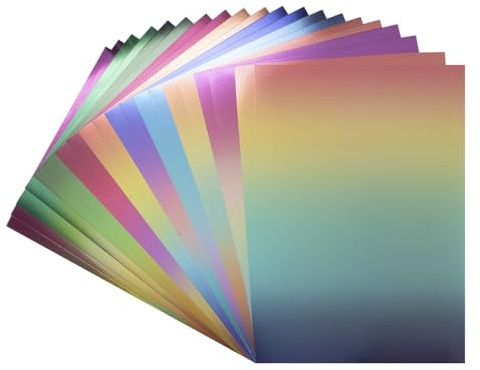 Ideen mit Herz Spiegelkarton | selbstklebend | Metallpapier | Klebe-Folie | Bastelpapier metallic | 20 Bogen | Din A4 | 200 g/m² (Farbverlauf)
