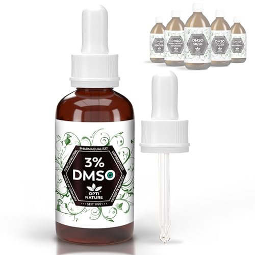 NEU| 3% konzentriertes reines DMSO 50ml / GLAS-Pipette | m.i. Germany 1997, zertifiziert & geruchsneutral | Dimethylsulfoxid - OPTI NATURE