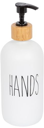 Harbour Housewares 1x Handseifenspender aus Glas - 500ml - Weiß - Badezimmer Küche Shampoo Duschgel Flüssig Handwäsche Gericht Schaum Pumpe Flasche