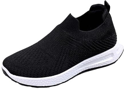 Zapatillas de correr para mujer, zapatillas de deporte, sin cordones, para mujer, de malla, para caminar, gimnasio, ocio, transpirables, ligeras, informales, cómodas, para correr, Negro , 39 EU