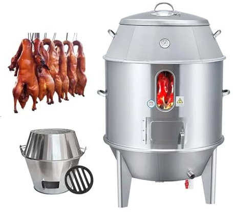 BDJSN Commercial Duck Roaster, Stainless Steel Charcoal Roast Duck Oven, With Temperature Gauge & Viewing Window, Peking Duck Oven for Chicken, Duck, Turkey, Meat
