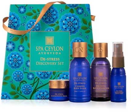 SPA CEYLON De-Stress Discovery Set regalo ayurvedico con lavanda, ylang-ylang e bergamotto, lenitivo e nutriente, ideale per conoscere la serie De-Stress