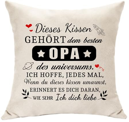 Hasodeo Besten Opa der Universums - Original Opa Geschenke Großvater Opa Kissenbezug Geschenke für Opa Geburtstag Vatertag Erinnerungs Geschenke Dekoration Kissen 45 x 45cm Andenken (Opa)