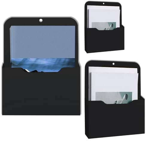 3 Stück Magnetischer Aktenhalter, 3 Größen, Bürobedarf Aufbewahrung A4 Papiere Briefhalter, Magnetischer Papierhalter Dokumentenhalter, Aktenordner-Organizer, für Whiteboards, Zuhause, Schwarz