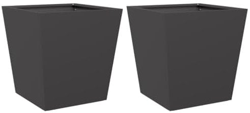 vidaXL Fioriere da Giardino 2 pz Nere 40x40x40 cm in Acciaio, fioriera, fioriera da Patio, Vaso Fiori da Esterni, fioriera da Esterno