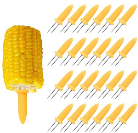 WeddHuis 24pcs BBQ Mais Halter Maiskolben Spieße Maiskolbenhalter Grillzubehör Corn Holders Schaschlikspieße Fruit Forks