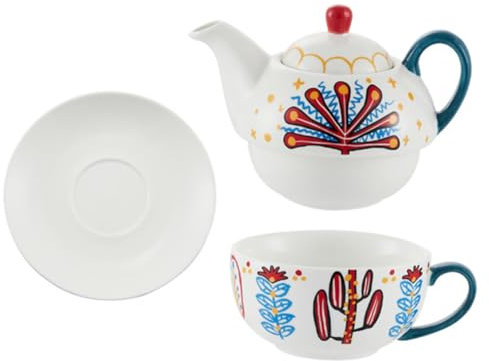 Amosfun Ceramic Hand Painted Teapot Set Cups for Tea Kettle Cups Kit for Afternoon Tea Home