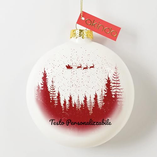 Akinda Art Gallery - Bola de Navidad de Cristal con Paisaje navideño - Personalizable con Texto - Adornos navideños - Decoraciones del árbol de Navidad - Bola Personalizada - Idea
