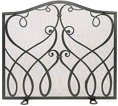 Fireplace Screen Guard, Funkenschutz-Feuerschutzgitter aus schwarzem Eisen, einzelnes Panel, moderner Raumtrenner, Funkenschutz-Feuerstellengitter für Katzen
