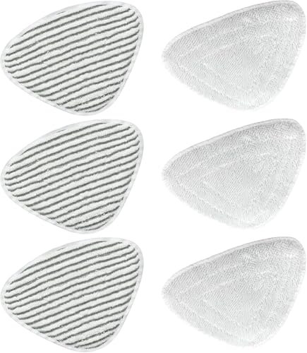 Bamyli 6-Pack Steam Mop Pads，for Vileda Steam Mop, Washable Microfiber Replacement Mop Head(3Grey+3White)