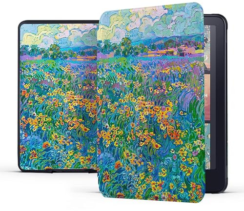 GwaOery Kindle Paperwhite 2024 Release & Kindle Colorsoft Signature Edition PU Leather Protective Cover with Auto Sleep/Wake Corner Protection Cover for Paperwhite 12th Generation, Painting
