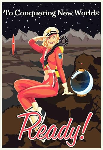 RONGCH Wandbilder auf Leinwand Retro-Sci-Fi-Pop-Art-Weltraum-Poster Druckt Alien-Raketen-Astronauten-Leinwandgemälde Für Zimmer-Wanddekoration(G,30x42cm)
