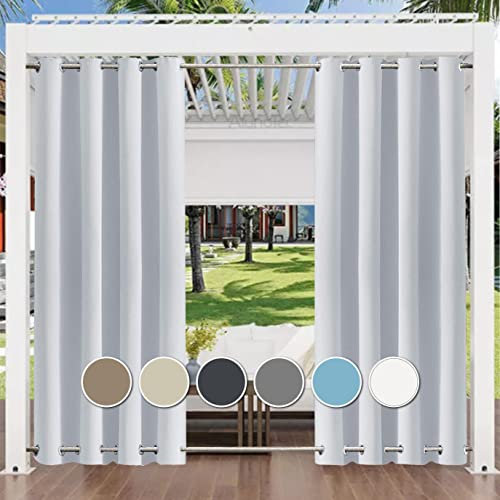Outdoor Vorhang Carport 315x225cm (1 Stück), Winddicht Wasserdicht Vorhänge, Outdoor Vorhänge Schimmelresistent für Gartenlaube Balkon Strandhaus Veranda Pergola Cabana Weiß
