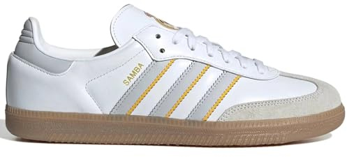 adidas Samba Licensed Indoor Soccer Shoe - Unisex, Soft Leather Upper, Iconic Teams, Real Madrid, 10.5 Women/9.5 Men