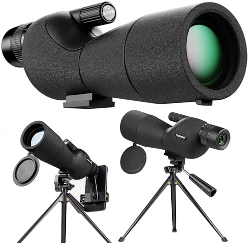 25-75x60 Spotting Scopes with Tripod Carrying Bag Phone Adapter Straight Spotter Scope Black
