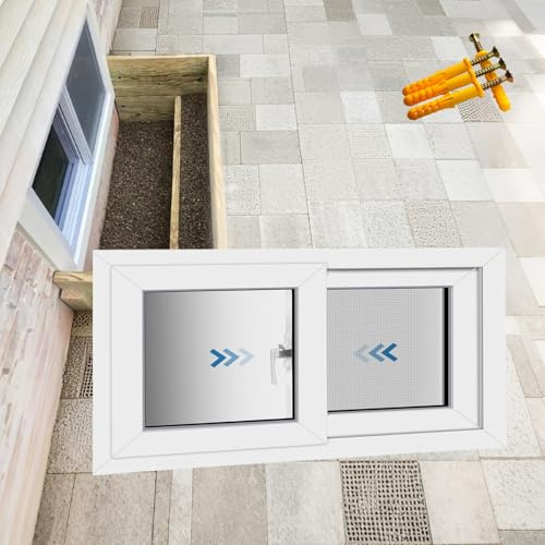 Genérico Ventanas Corredizas For Sótanos, Ventanas For Cobertizos con Vidrio Templado Y Mosquitero De Fibra De Vidrio, Incluye Tornillos De Expansión, For Cobertizos, Gallineros(50x30cm)