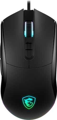 MSI Forge GM320 Souris de Jeu 12800 DPI, Micro Interrupteur à 20 m et Plus, capteur Optique, Design Ergonomique à Main ambitextre, lumière RVB