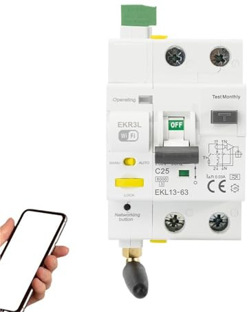 Interruttore Differenziale Intelligente WiFi Con Funzione Di Richiusura Automatica, Telecomando 230 V 30 MA, Tipo A, 1P+N, Interruttore Automatico EKR3L(32A)