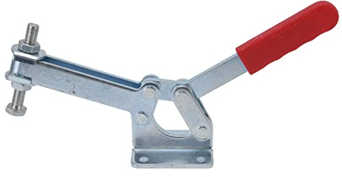 Kniehebelklemme, robust, horizontal, Schnellspanner, 630 kg Haltekraft, Spannwerkzeug für Holzbearbeitung, Metallbearbeitung, Vorrichtung, Eisen, Kunststoff, 1400 g