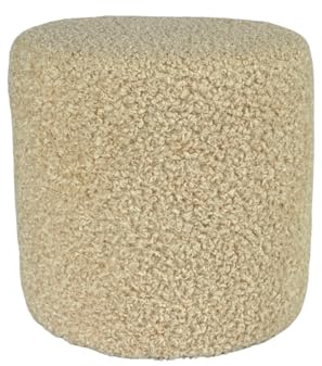 Max Mebels Bouclé-Hocker ROLF 40x40 cm rund – stilvoller Polsterhocker oder Fußhocker aus Teddy-Stoff – Beige