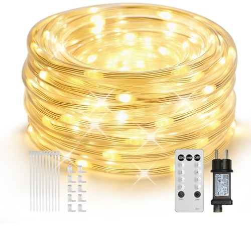 ICRGB Lichtschlauch Außen 10M IP67 Fernbedienung 8 Modi Dimmbar Timer | LED Schlauch Warmweiß Lichterkette Außen Lichtschlauch Outdoor Lichterschlauch Aussen Für Innen Außen Party Weihnachten