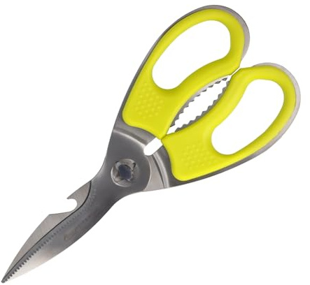 Clauss Küchenschere TITAN Nitrid beschichtet Grün | Softgrip Haushaltsschere mit mikrogezahnten Klingen | Extraharte & demontierbare Klingen | Geflügelschere, Kräuterschere, Pizza Schere | CL-18873 00