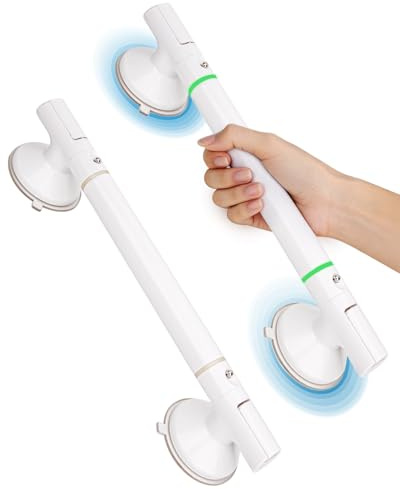 JINDUN Haltegriff mit Saugnapf 2er-Pack I EXTRA STARKER HALT 116 KG I 45 CM Haltegriff Dusche ohne Bohren, Haltegriffe für Senioren, Badewannengriff ohne Bohren, Duschgriff mit Saugnapf, Sauggriff Bad