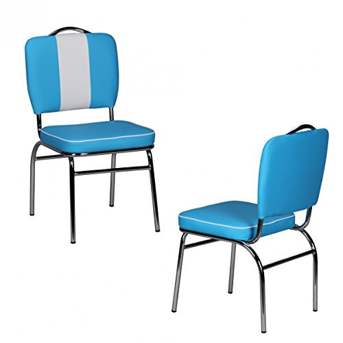 KADIMA Design Esszimmerstuhl American Diner 50er Jahre Retro Blau Weiß Stuhl Sessel