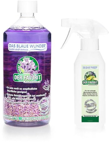 Das blaue Wunder - Der Favorit Allzweckreiniger (1.000 ml, Lavendel) Universalreiniger für Haushalt Küche Bad Auto, Konzentrat inkl. Sprühflasche