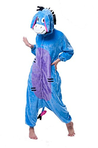 Generic Unisex Piglet Tigger Eeyore Donkey Onesie Fancy Dress Costume Hoody Pyjama Sleep wear Carnival Costume (Eeyore Donkey, M(height 160cm-170cm))