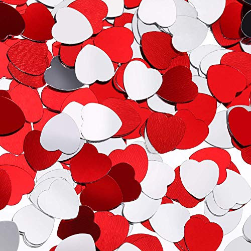 1000 Stücke Mini Herz Konfetti Valentinstag Konfetti, 0,4 Zoll Metallisch Folie Rote Herzförmige Tisch Konfetti für Valentinstag Hochzeit Party Dekoration