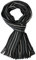 Rotfuchs Strickschal Herrenschal Damenschal Unisex reine Wolle gestreift feinstrick mit Fransen Anthrazit 190 x 23 cm R10