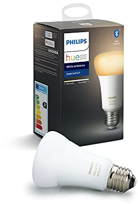 Philips Hue White Ambiance Single Smart Bulb LED [E27 Edison Screw] with Bluetooth, Works with Alexa and Google Assistant, A Certified for Humans Device