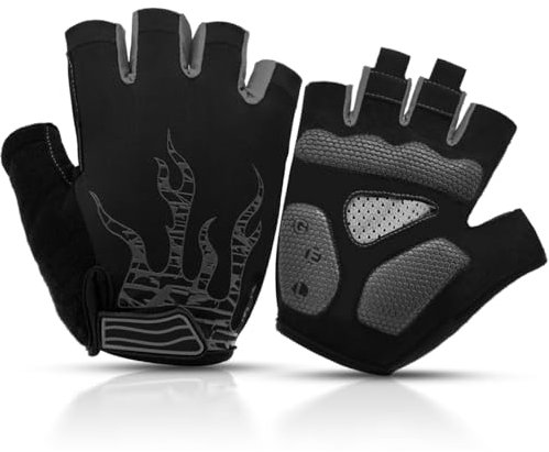 BTNEEU Fingerlose Fahrradhandschuhe mit Gel Mountainbike Handschuhe Halbfinger Männer, Atmungsaktiv Trainingshandschuhe Rennrad Handschuhe Radhandschuhe MTB Handschuhe für Damen Herren (schwarz, XL)