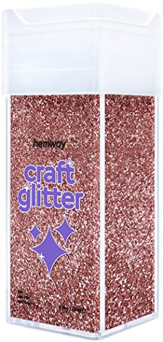Hemway Premium Craft Glitter Shaker - Rose Gold | Fine Metallic Flake Sequins for Resin & Epoxy Crafts | Craft Supplies for Festival, Tumblers, Body, Face, Eye & Nail Art | 130 g