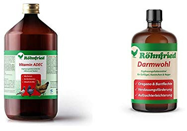 Röhnfried Vitamin ADEC - Zur zusätzlichen Vitaminversorgung für alle Tiere (1000 ml) & Darmwohl Nahrungsergänzung für Nager, Geflügel & Kleintiere, geförderte Verdauung & erleichterte Aufzucht