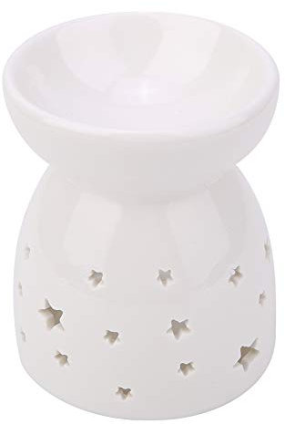 Fictory Brûleur à Huile - Lampe de Parfum de Nuit en céramique Essence Brûleur à Huile Bougie Encens Réchaud d'aromathérapie(étoile)