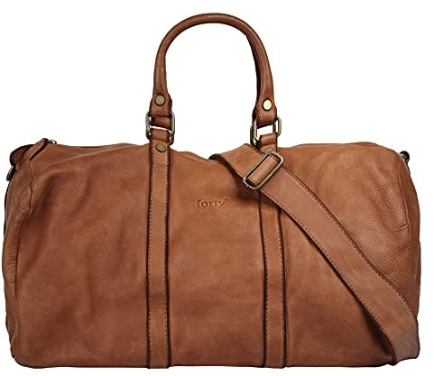 forty° Reisetasche Echt Leder Herren | Made in Italy, Weekender aus Rindleder, Handgepäck für Kurzreisen, Ledertasche zum Umhängen | 021145