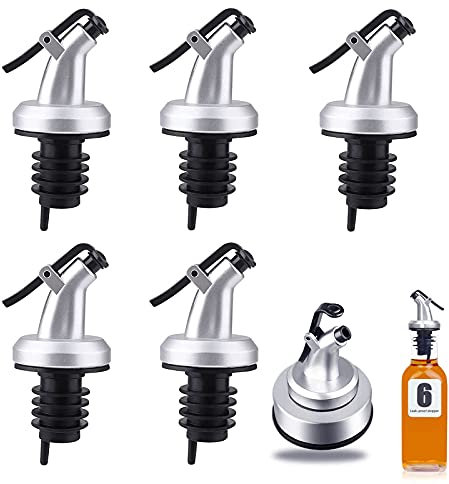 XTUDOU 6 Stück Ausgießer, Flaschenausgießer für öl ABS Auslaufsicher öL Ausgießer mit Klappe Ausgiesser für Flaschen öl für Ölflasche Wein Olivenöl Sirup und Essig
